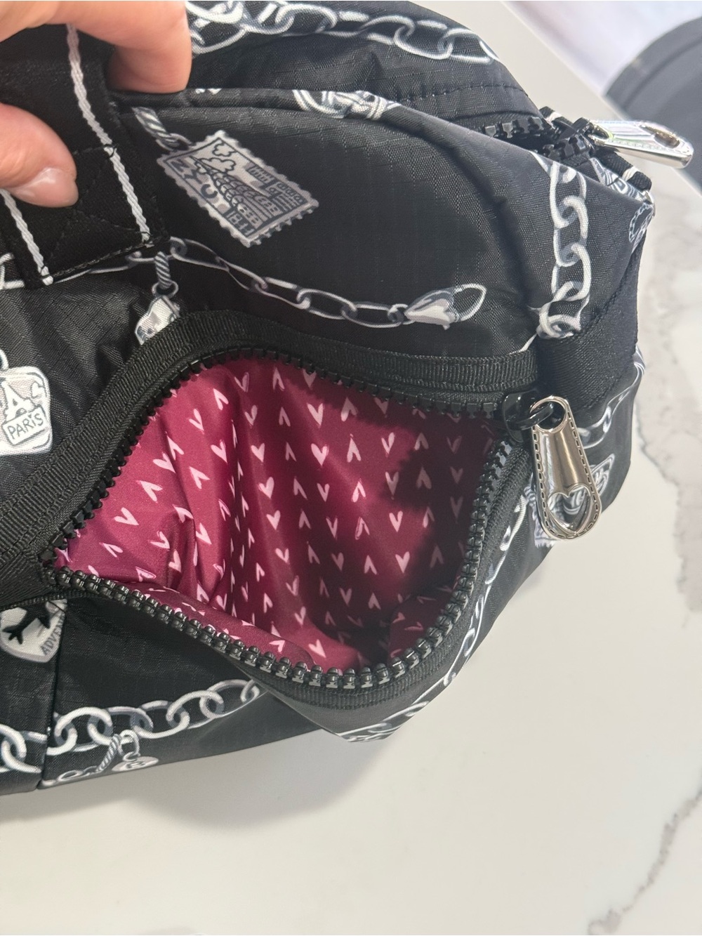 NWOT "Links of Love" Brighton Jetsetter Duffle Bag in black & white - Picture 10 of 16